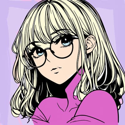 manga woman character with glasses and nice lips