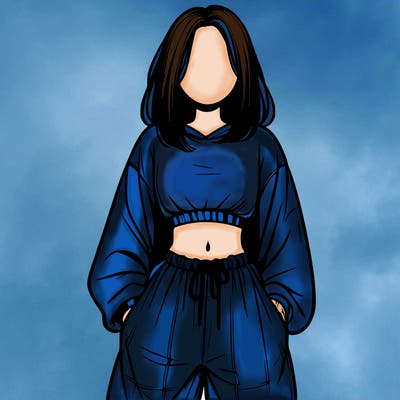 realistic girl faceless with baggy pants and a crop top