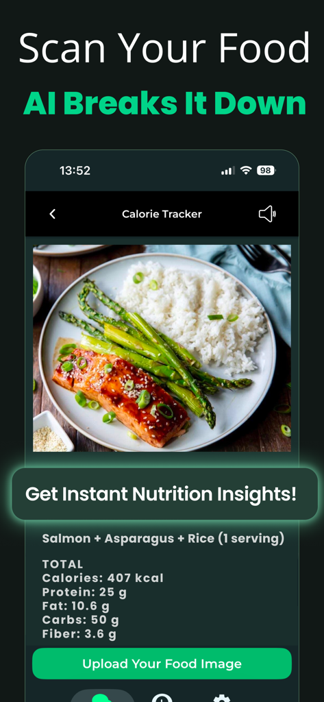 CAI Chat AI: Poly AI Assistant - Assistente CAI Chat AI escaneando uma refeição para fornecer insights sobre calorias e macros nutricionais