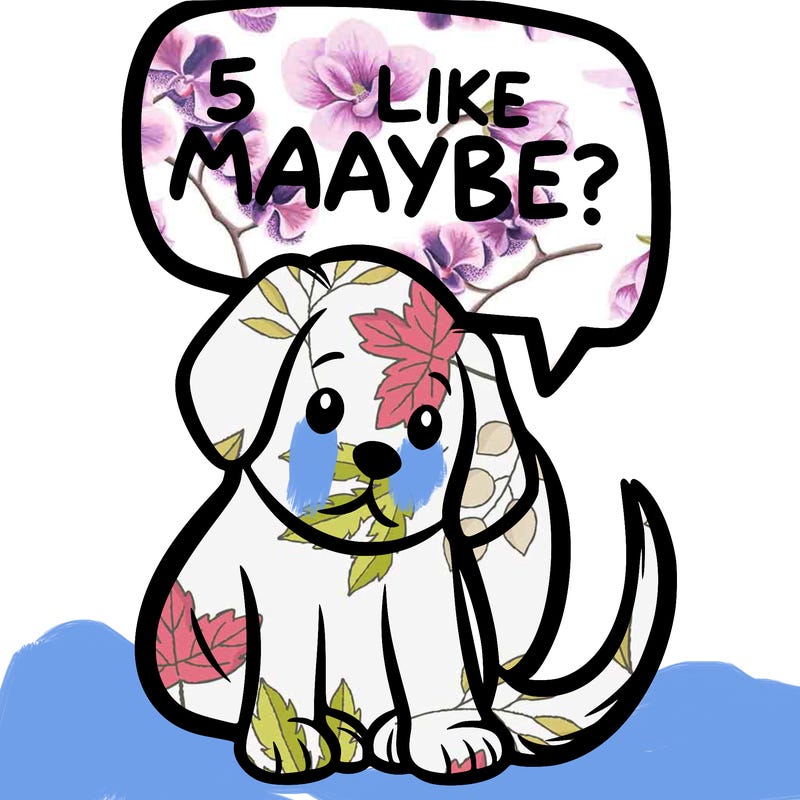 a puppy that says 5 like maybe