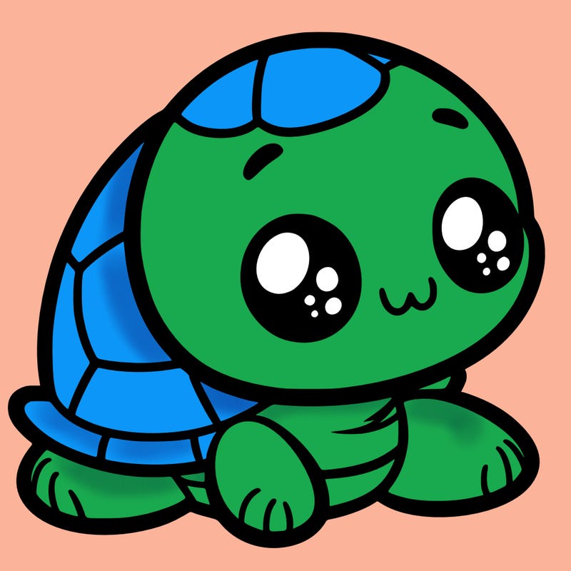 cute little animated turtle