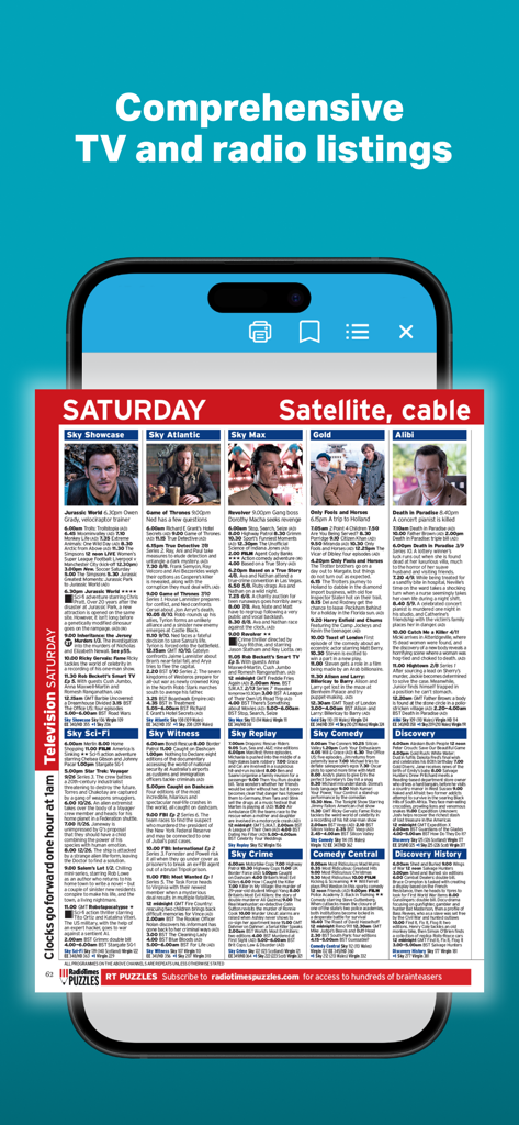 Digital TV and radio listings in the Radio Times Magazine app