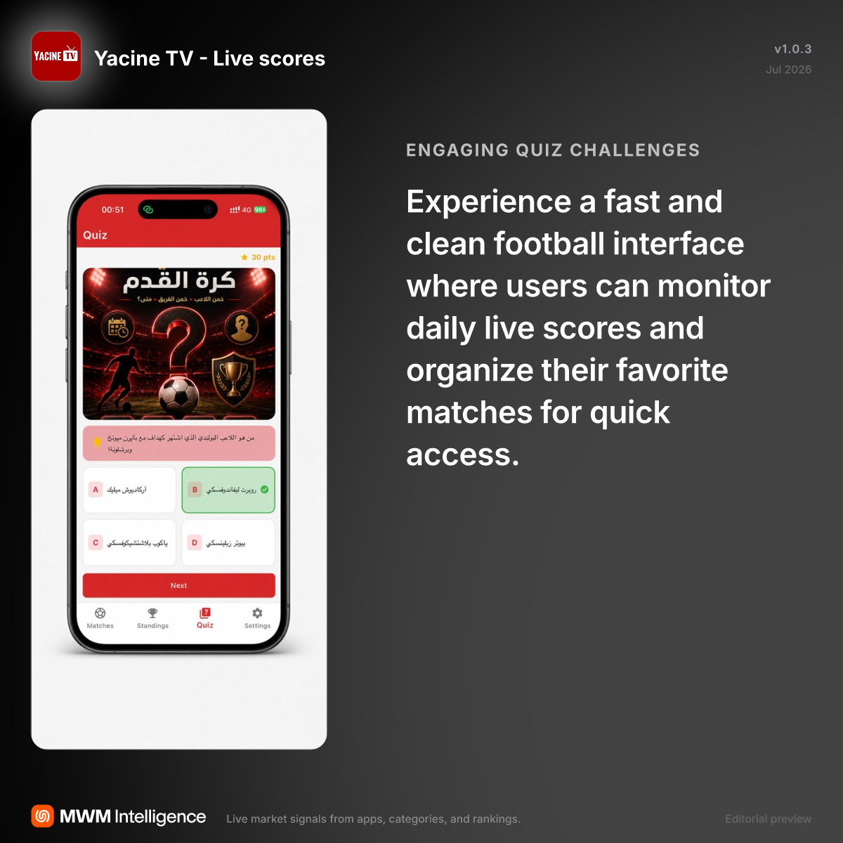 Yacine TV - Live scores - Sports App | MWM