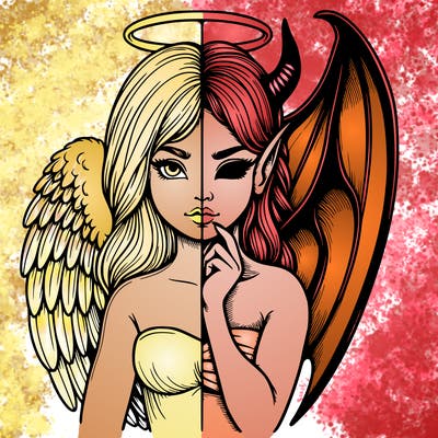 realistic angel half demon