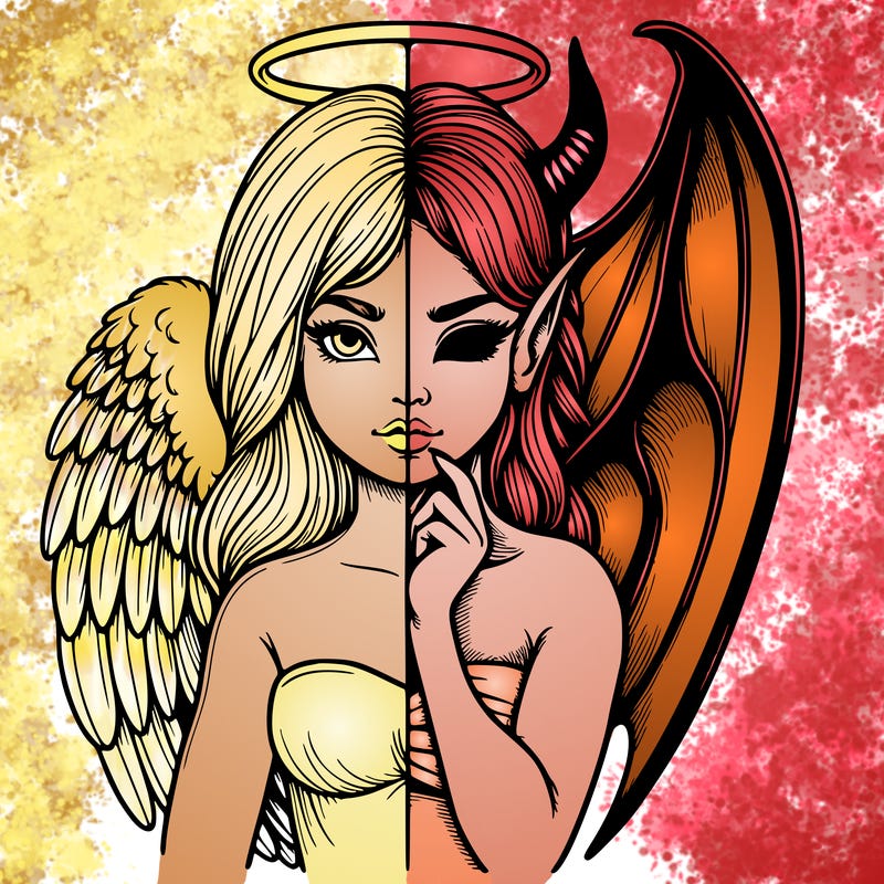 realistic angel half demon