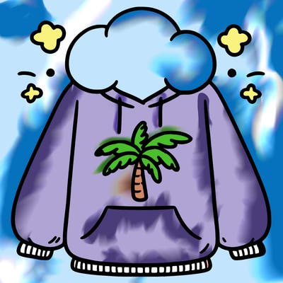 pink palm puff hoodie