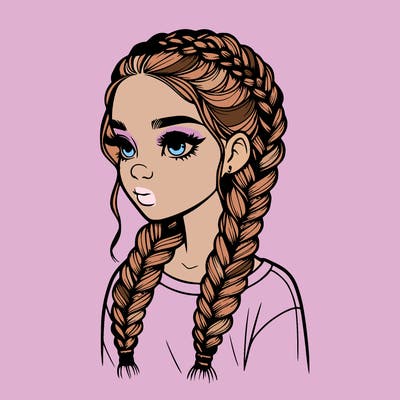 realistic girl with braids
