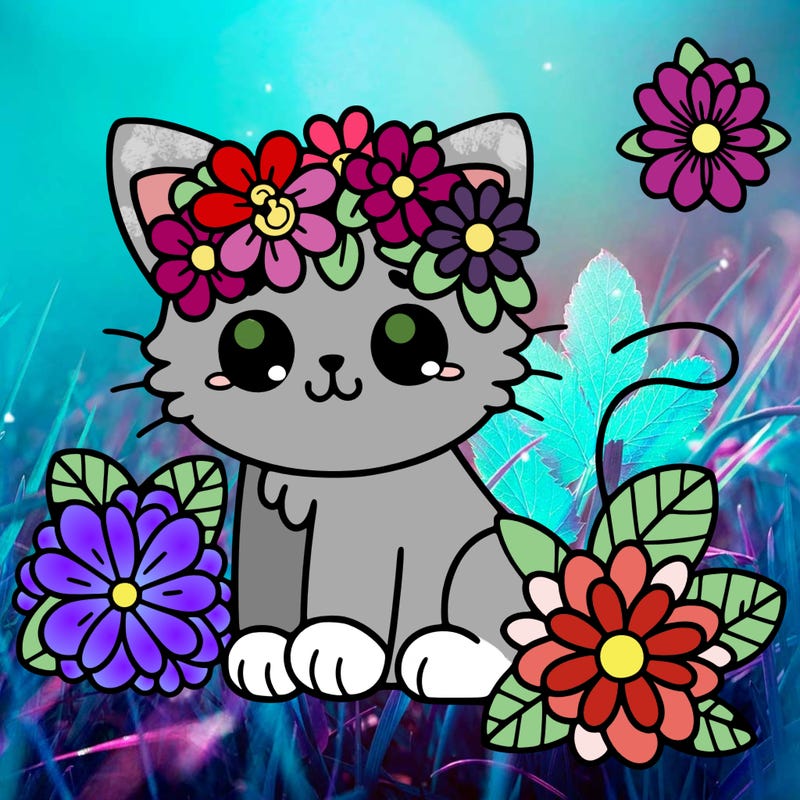 cute flowers cat
