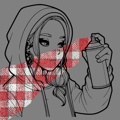 a realistic girl, spray painting