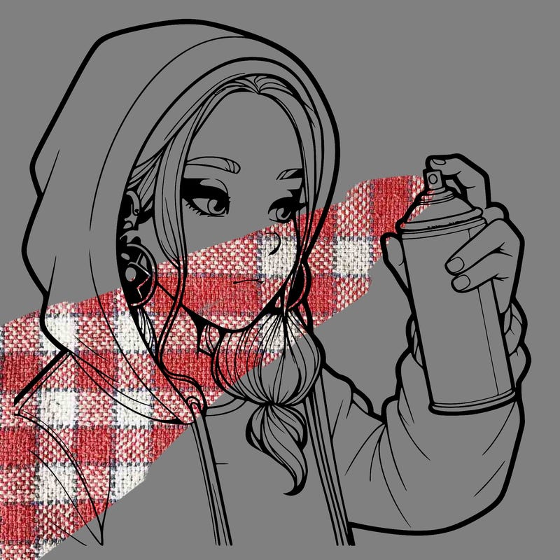a realistic girl, spray painting