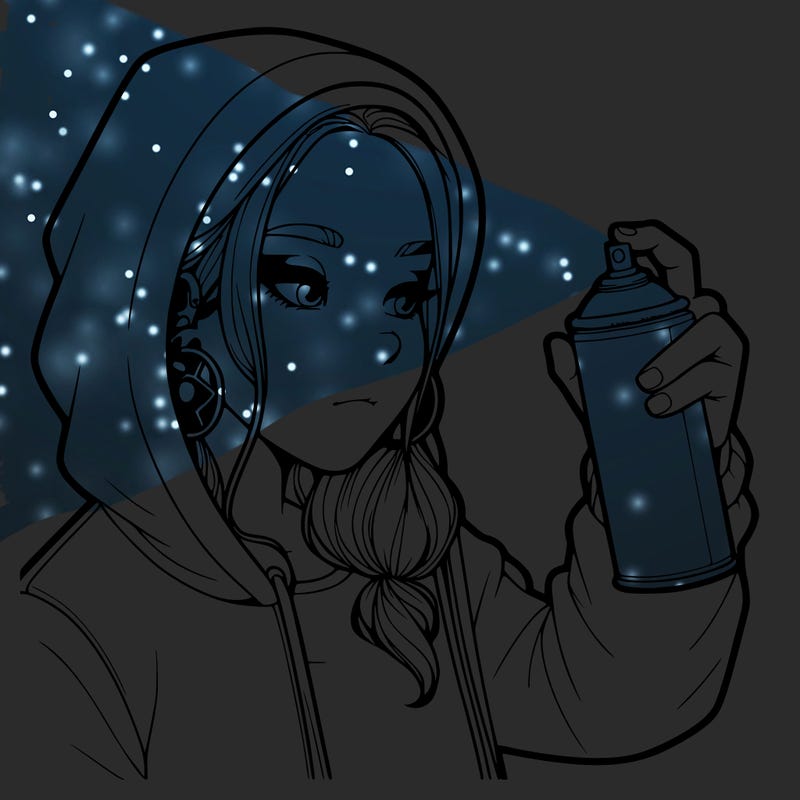 a realistic girl, spray painting