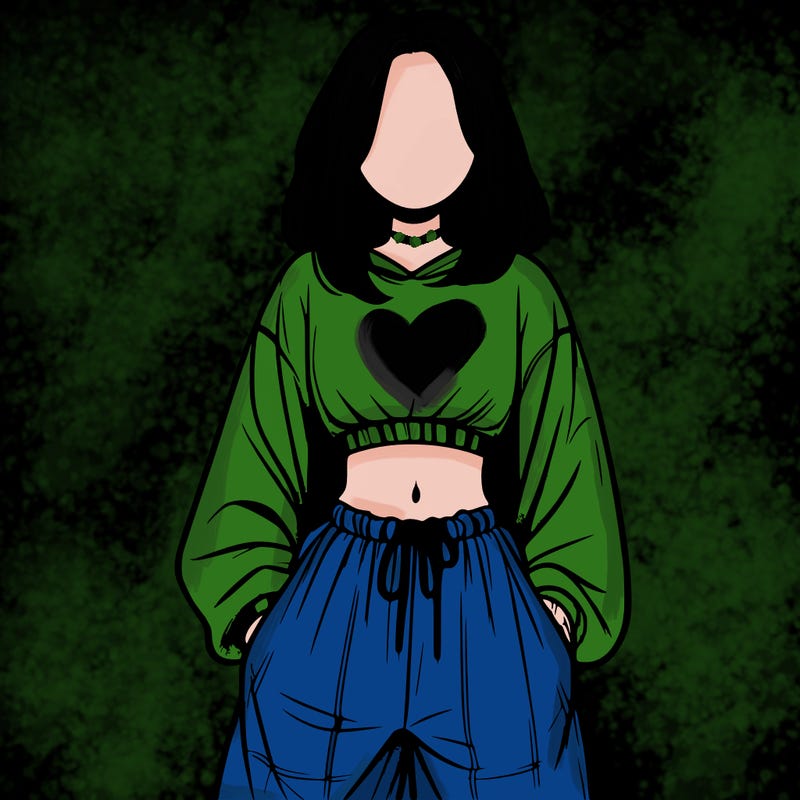 realistic girl faceless with baggy pants and a crop top