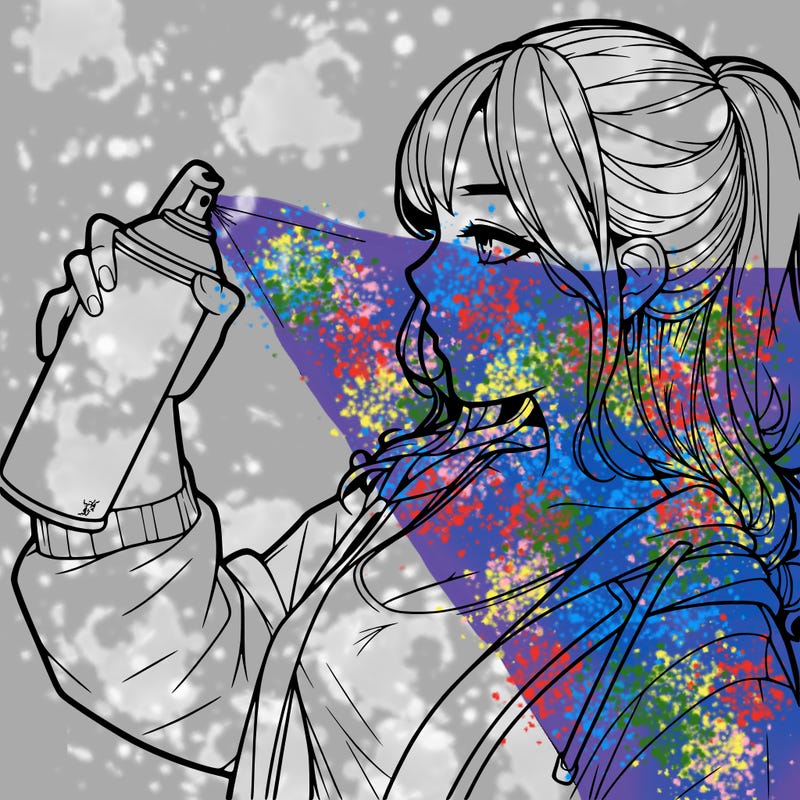 a realistic girl spray, painting