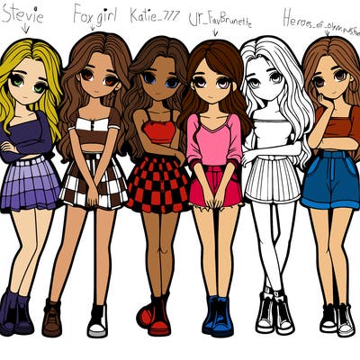 a group of girls realistic