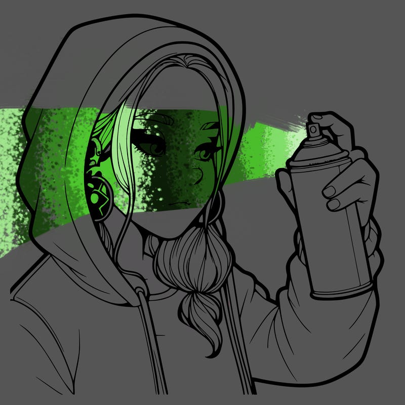 a realistic girl, spray painting