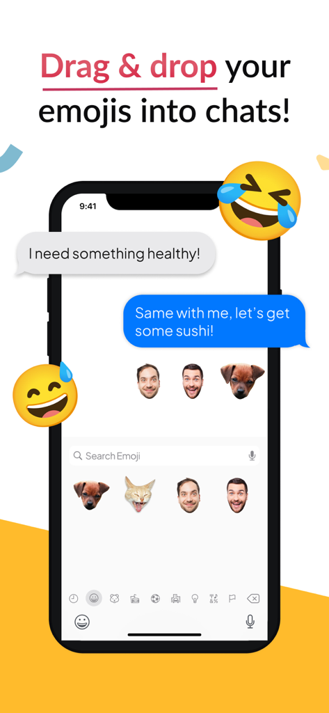 Benutzerdefinierte Gesichtssticker, die in einem iMessage-Chat auf einem iPhone-Bildschirm verwendet werden