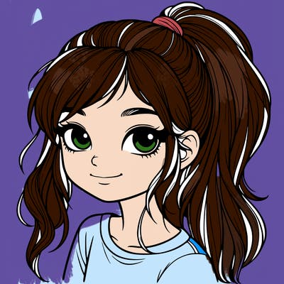 realistic girl with ponytail