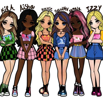 a group of girls realistic