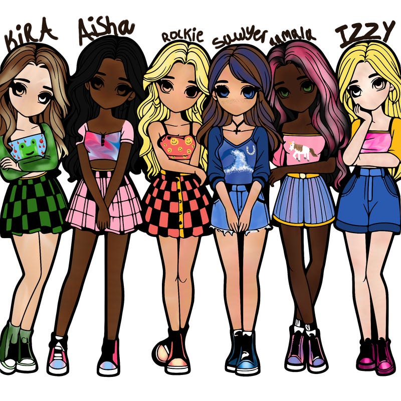 a group of girls realistic