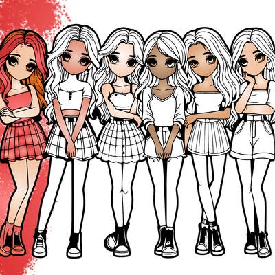 a group of girls realistic