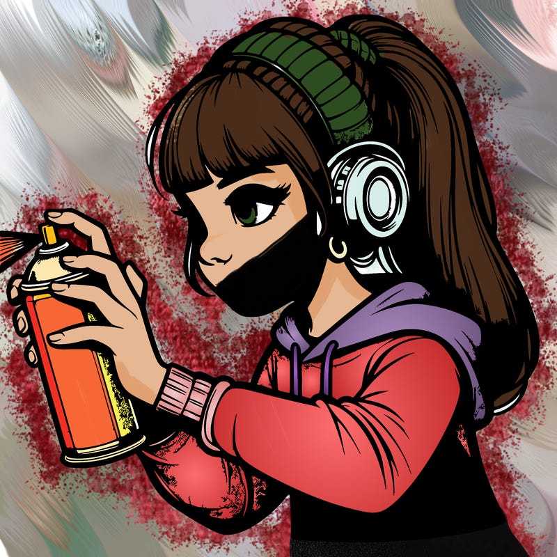 realistic girl spray painting