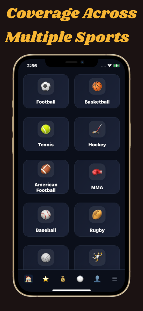Tsapou AI mobile app screen showing various sports categories for analytical forecasts