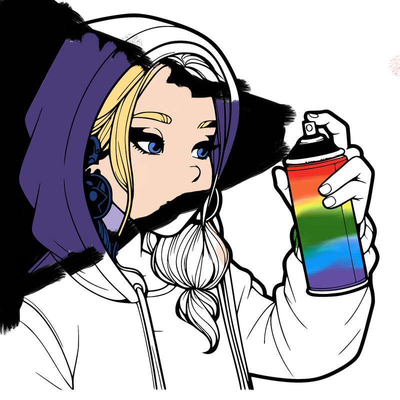 a realistic girl, spray painting