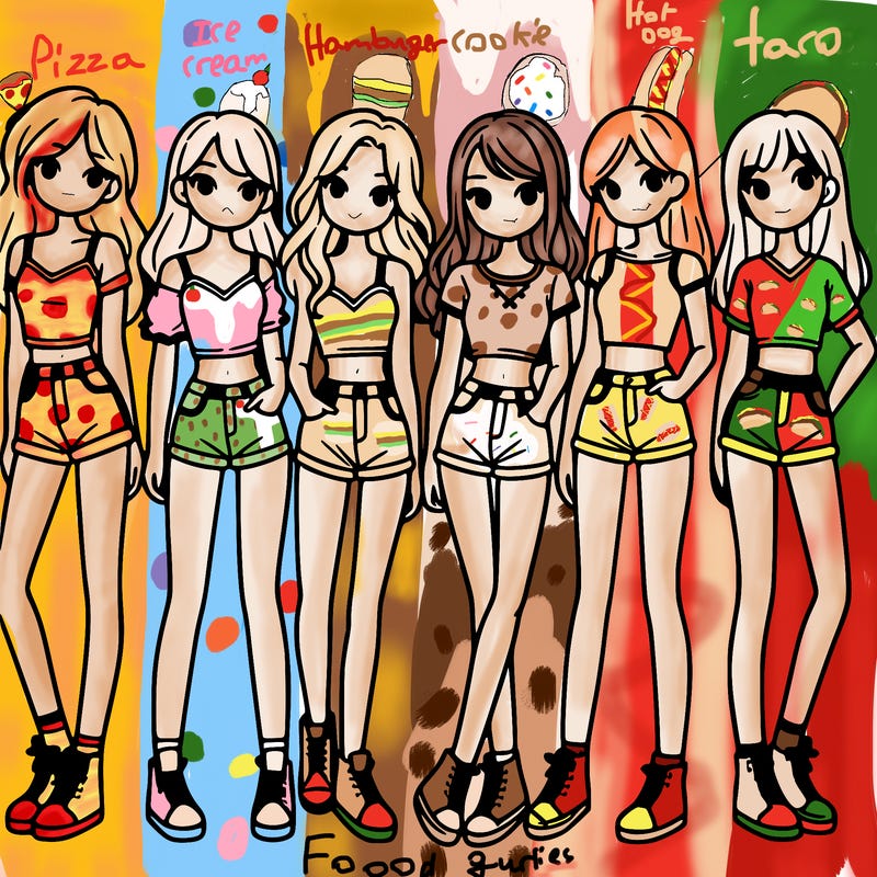 a group of girls wearing crop tops and shorts