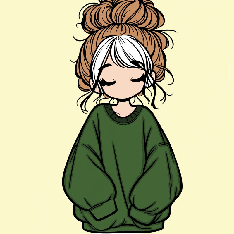 girl with baggy sweatshirt and messy bun