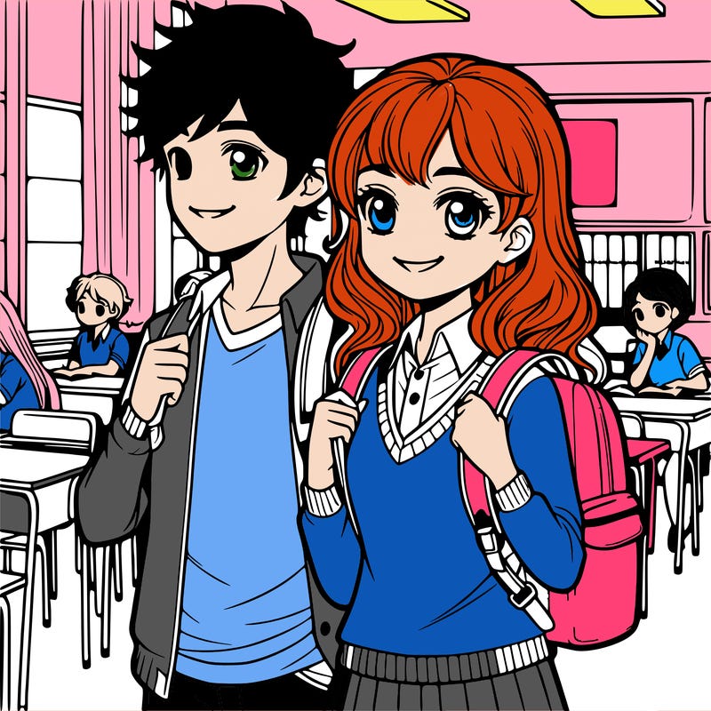 a teenage couple at school