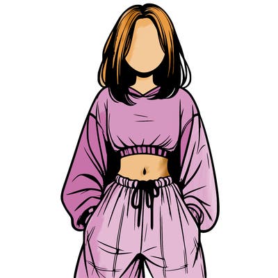 realistic girl faceless with baggy pants and a crop top