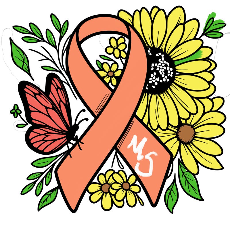cancer awareness symbol with flowers and butterflies