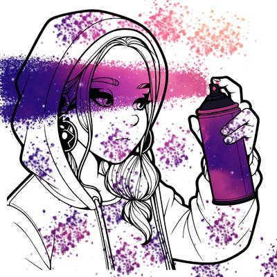 a realistic girl, spray painting