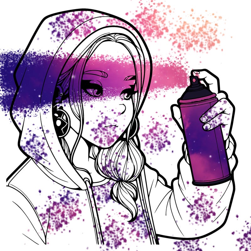 a realistic girl, spray painting