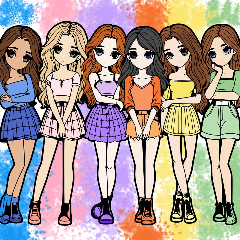 a group of girls realistic