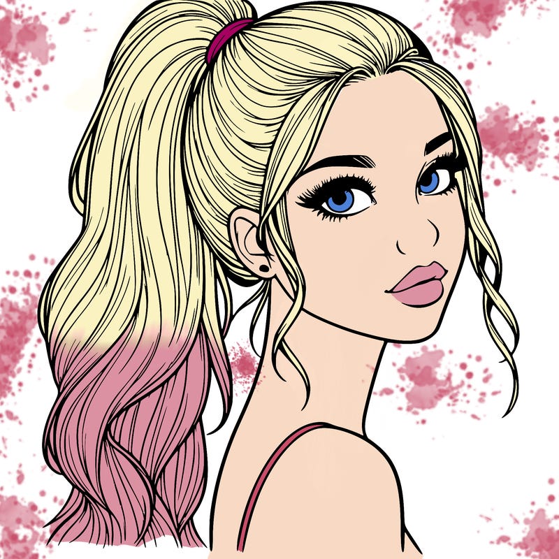 realistic pretty girl with high pony tail
