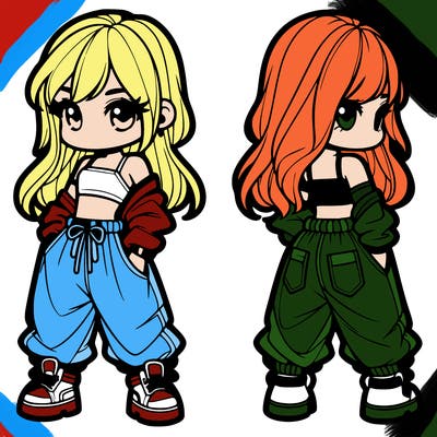 girl in crop top and baggy pants