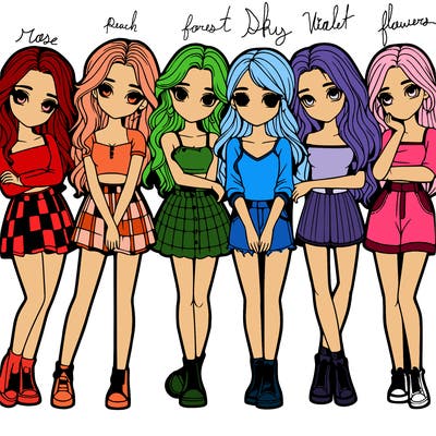 a group of girls realistic