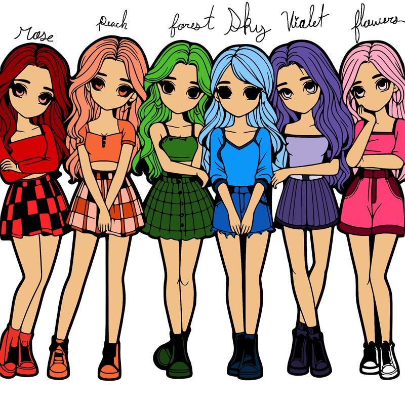 a group of girls realistic