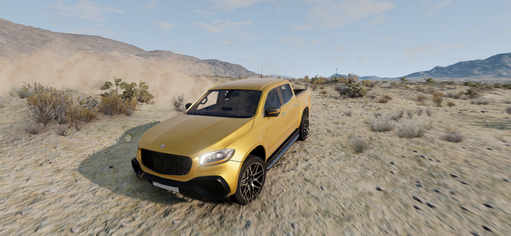 OffRoad SUV Car Simulator 2026 - A yellow pickup truck driving through a dry desert landscape in OffRoad SUV Car Simulator