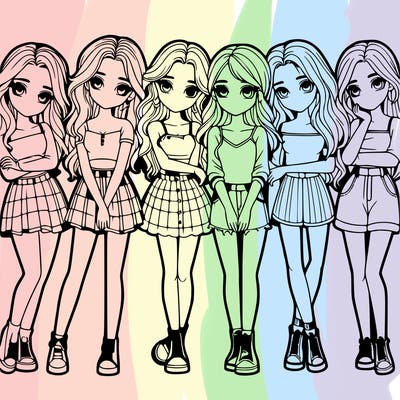 a group of girls realistic