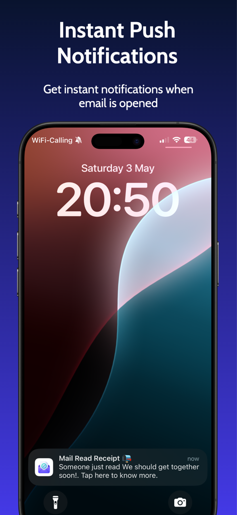 Mail Tracer - Email Tracking - iPhoneのロック画面に、Mail Tracerアプリからのメール開封確認通知が表示されます