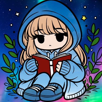 girl in oversized hoodie reading a book