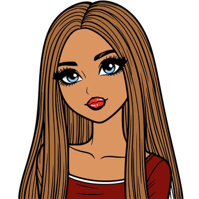 realistic girl with straight and long hair