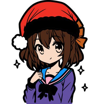 anime girl wearing a santa hat
