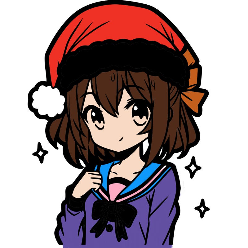 anime girl wearing a santa hat
