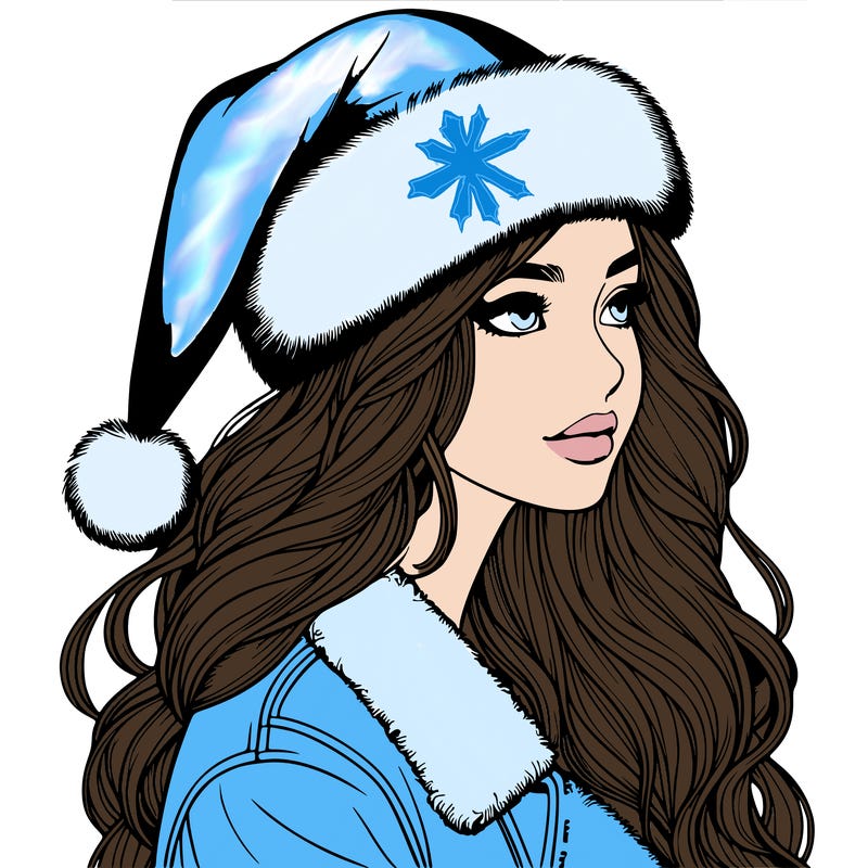 realistic girl in santa hat