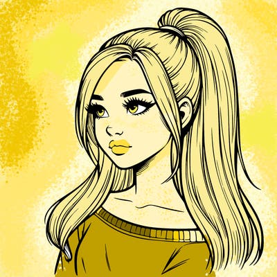 realistic girl with a high ponytail