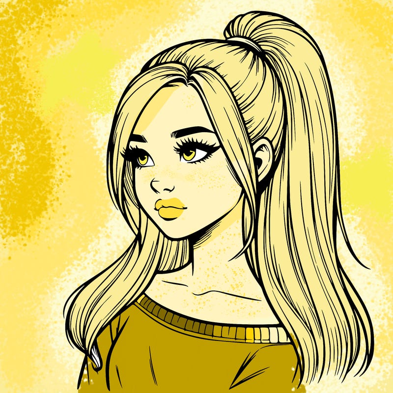 realistic girl with a high ponytail