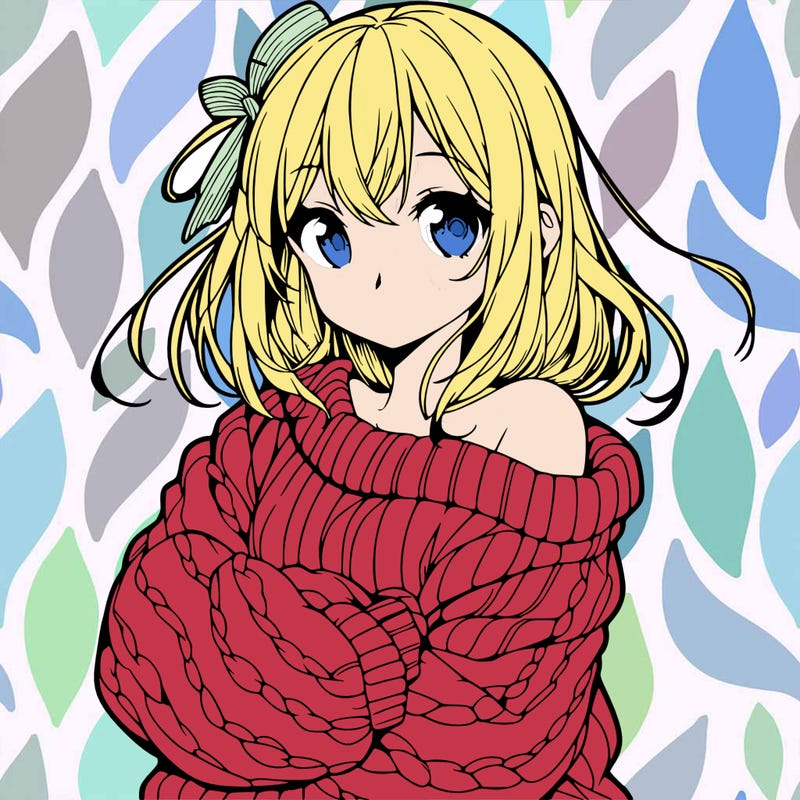 beautiful anime girl wearing a sweater